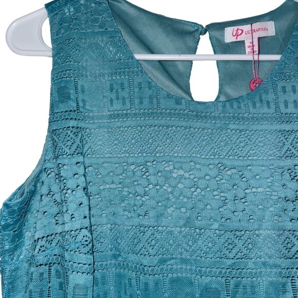 Ultrapink Womens Sleeveless Lace Dress Teal Size M - Picture 2 of 7